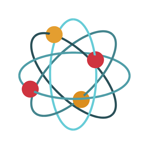 Neutron with orange and red electrons