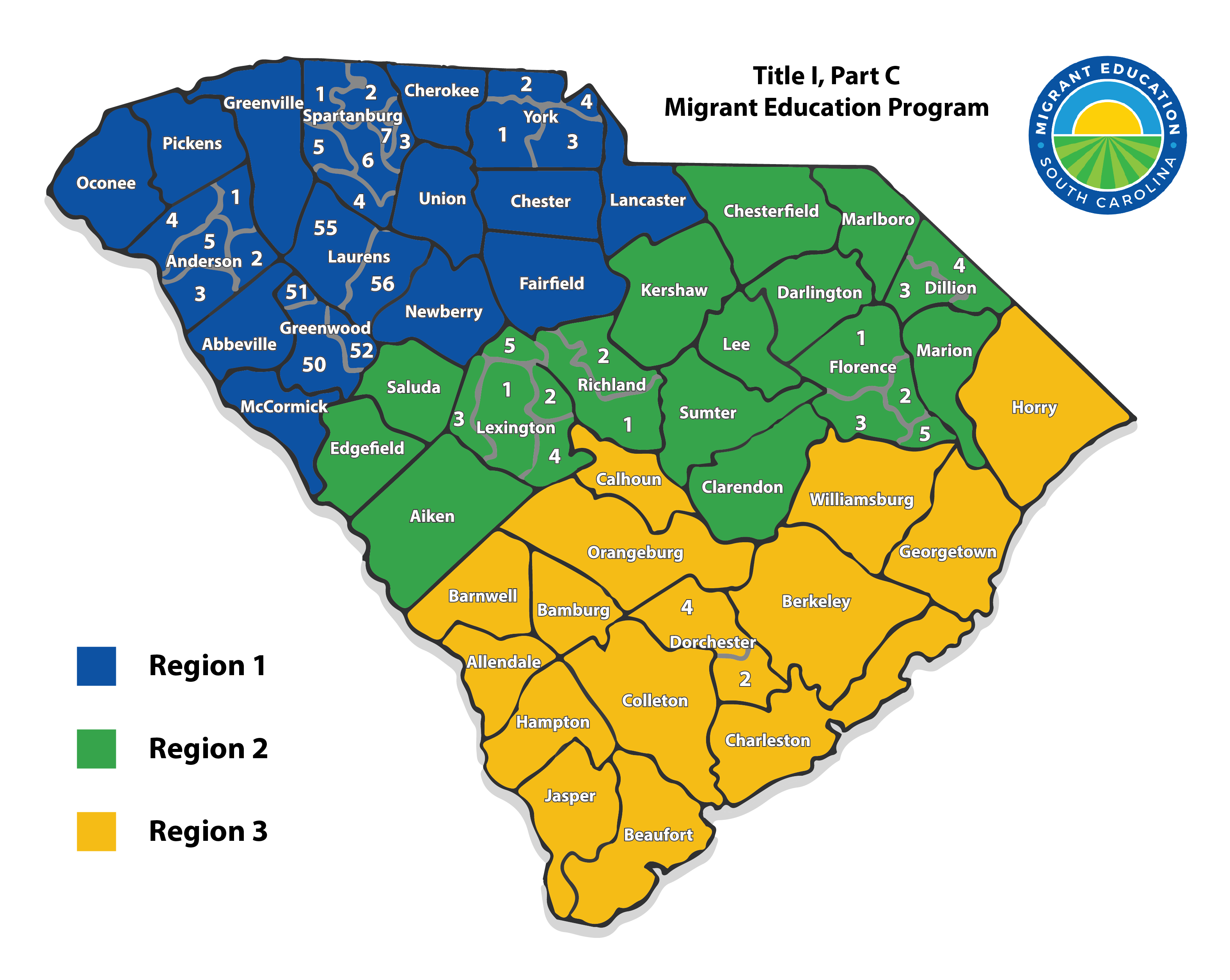 South Carolina Migrant Program Map